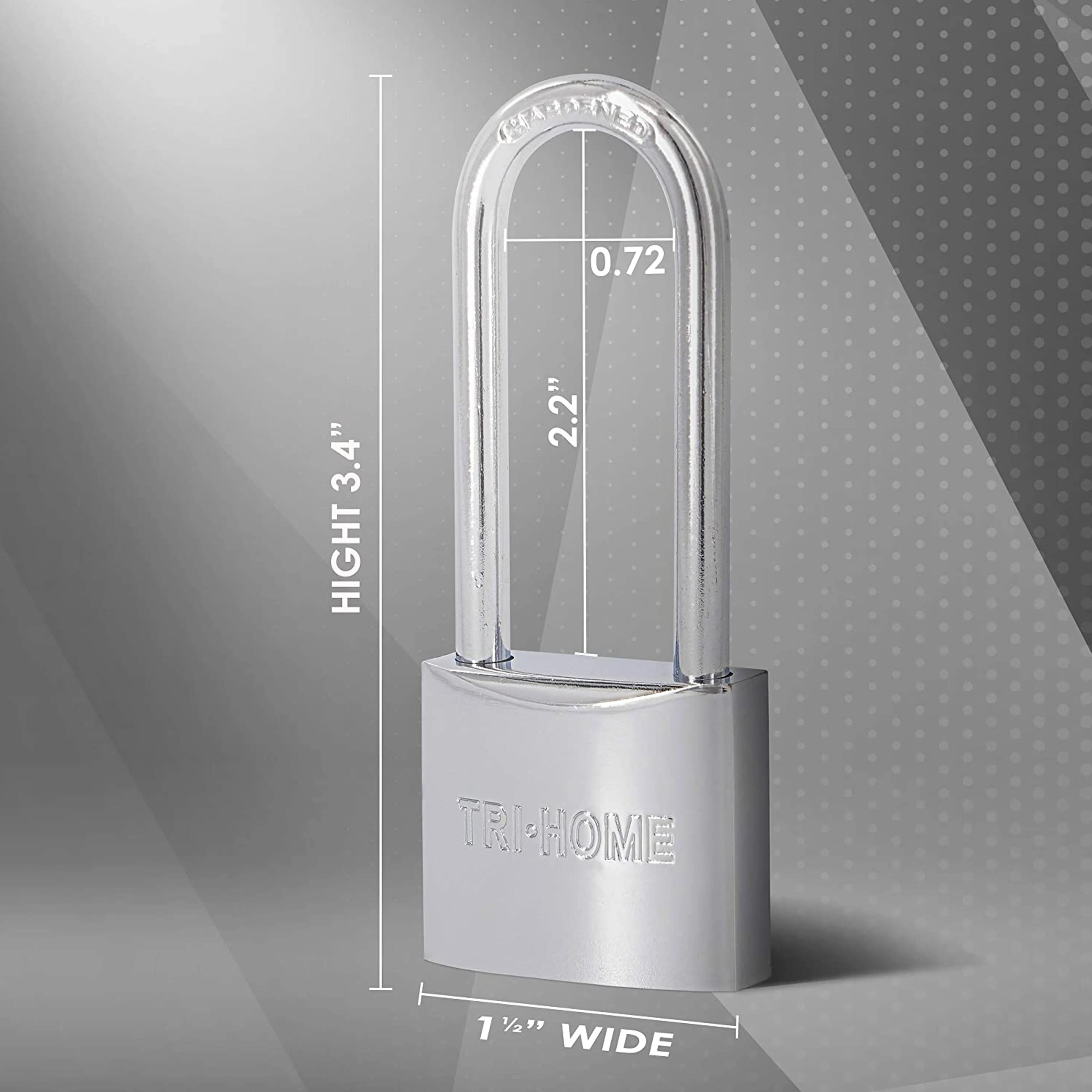 1 Pack Padlock Security Long Shackle Chrome Plated 40mm 1.5" with 3 Keys