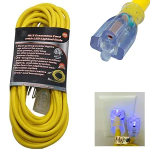 25 Ft Extension Cord Gauge Heavy Duty Grounded Lit End UL 16/3 Outdoor Indoor !