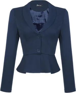Allegra K Work Short Blazer for Women's Lapel Collar Long Sleeve Ruffle Casual Office Jacket