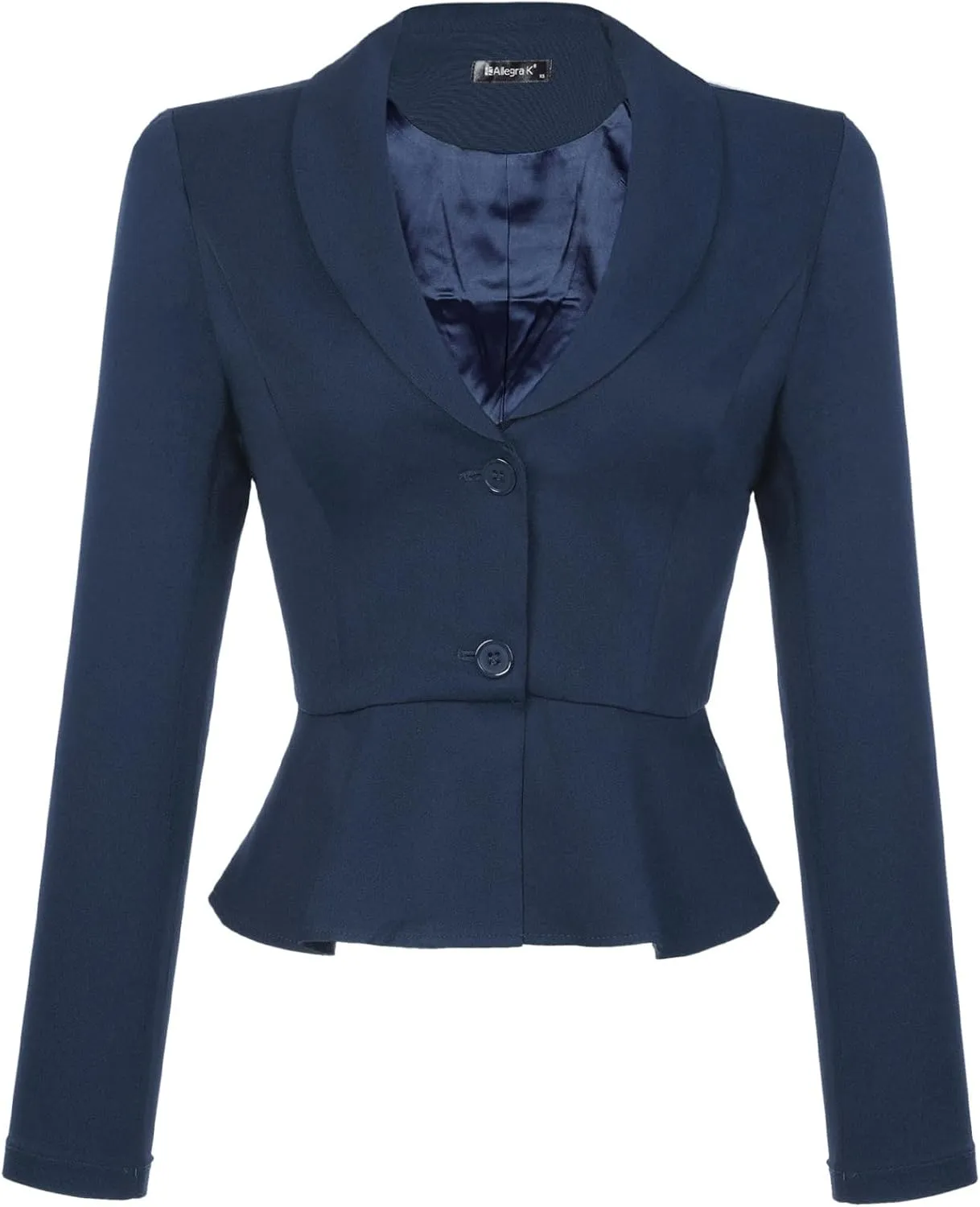 Allegra K Work Short Blazer for Women's Lapel Collar Long Sleeve Ruffle Casual Office Jacket