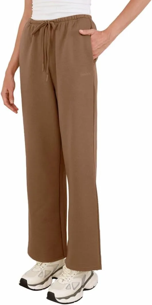 Amazhiyu Women's Fleece High Waist Wide Leg Sweatpants Drawstring Winter Pants