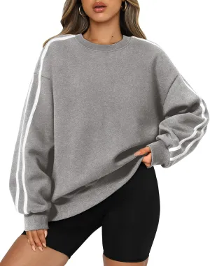 Amkoyam Womens Oversized Sweatshirts 2024 Casual Fall Crew Neck Color Block Long Sleeve Loose Pullover Top Y2K Clothes