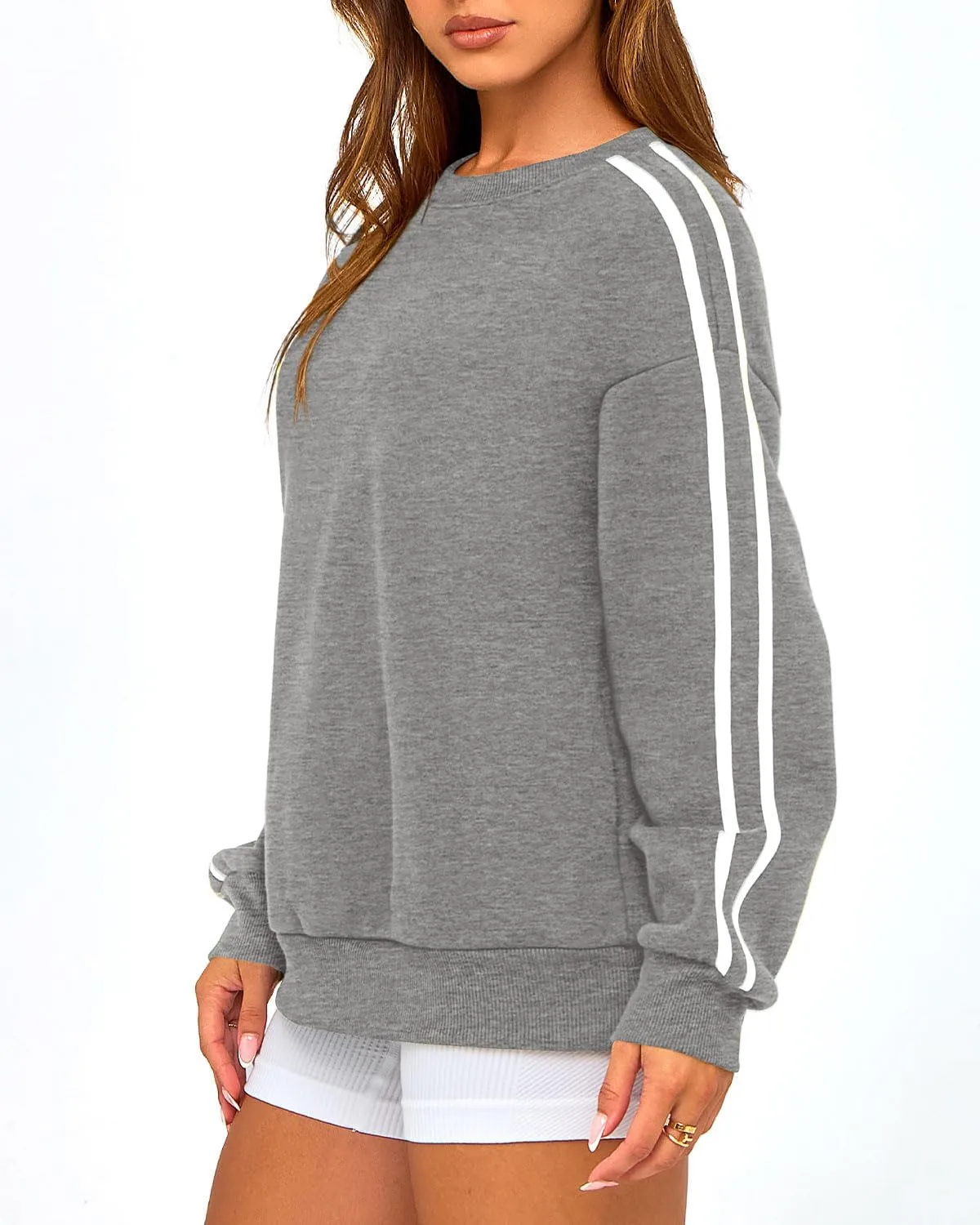 Amkoyam Womens Oversized Sweatshirts 2024 Casual Fall Crew Neck Color Block Long Sleeve Loose Pullover Top Y2K Clothes