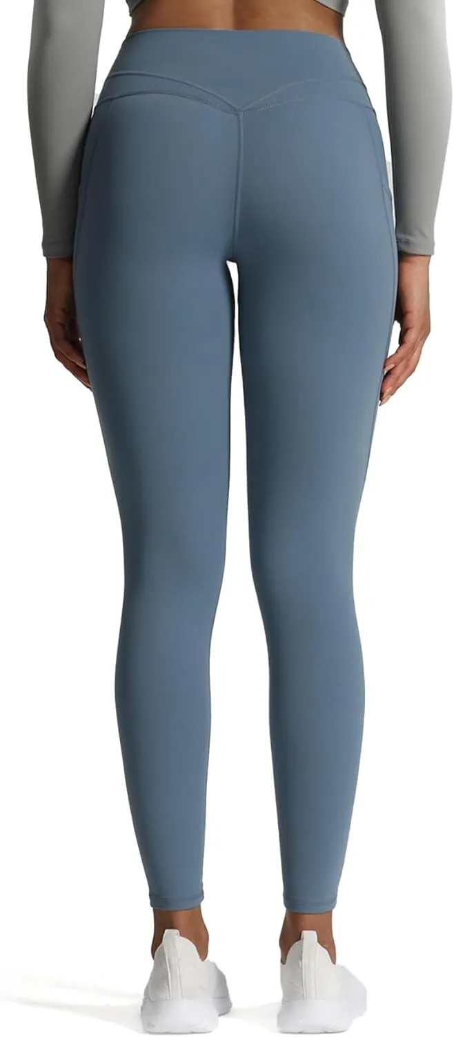 Aoxjox Trinity High Waisted Yoga Pants with Pockets for Women Tummy Control Cross-Waist Buttery Soft Workout Leggings 26"