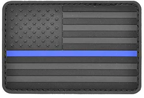 ASA Techmed 4 Pack US USA Flag Patch Thin Blue Line Police PVC Emblem Military Iron On Sew On Tactical Morale Patch for Hats Backpacks Caps Jackets   More