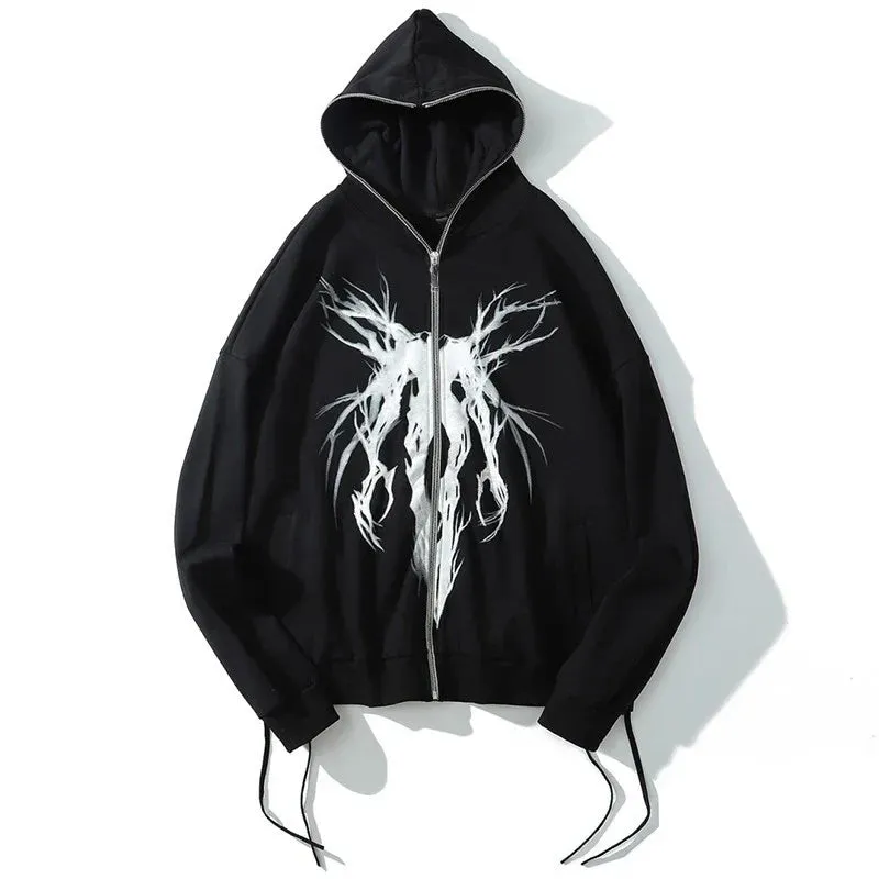 Back To School Sonicelife 2024 Women Jacket Angel Dark Print Jacket Coat Goth Harajuku Y2k Clothes Punk Sweatshirt Outwear Zipp Hip Hop Streetwear Hoodies