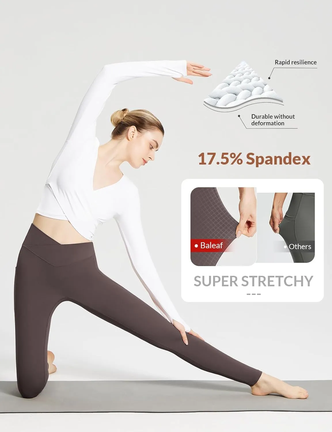 baleaf Women's Leggings with Pockets Tummy Control Workout High Waisted Athletic Running 7/8 Ultra Soft Gym Yoga Ankle Pants