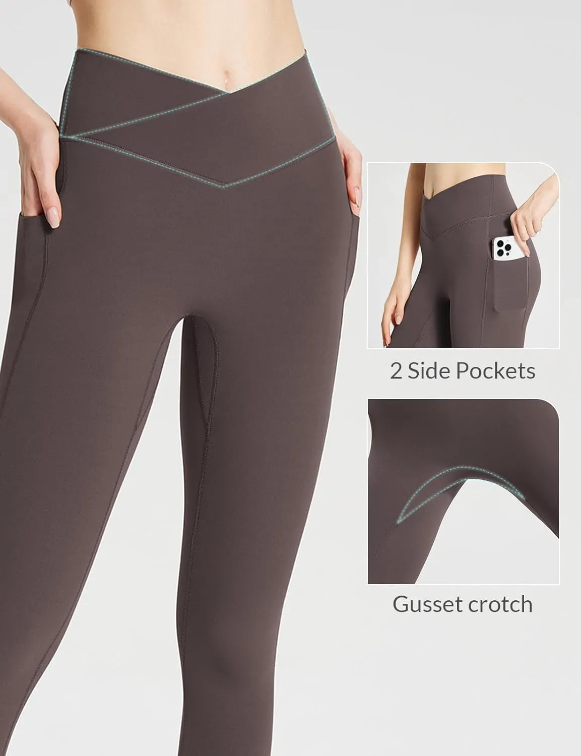 baleaf Women's Leggings with Pockets Tummy Control Workout High Waisted Athletic Running 7/8 Ultra Soft Gym Yoga Ankle Pants