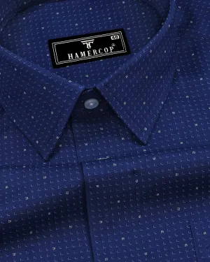 Belize Blue Poplin Printed Formal Cotton Shirt