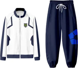 Blue Lock Jacket and Pants Yoichi Isagi Cosplay Costumes Blue White Tracksuit Sweatshirt Sportswear for Women Men