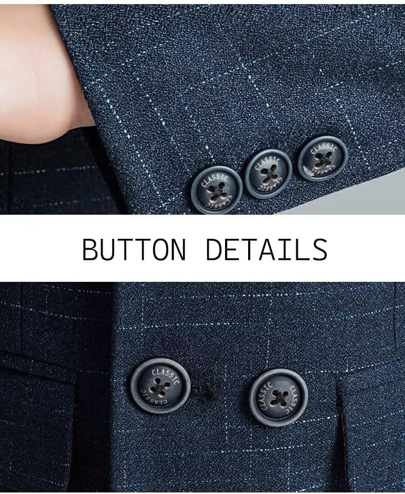 Boys Suit Plaid Stripes Suits for Boys 3 Piece Formal Wedding Outfit Slim Fit Suit Blazer Vest Pants Set