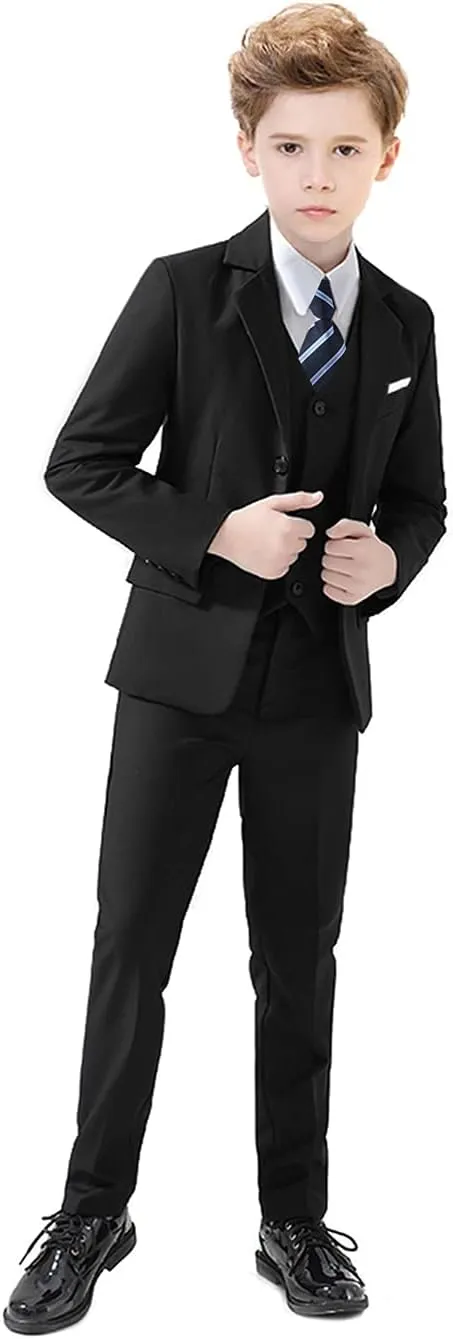Boys Suits 5 Piece Slim Fit Suit for Kids Formal Ring Bearer Suits