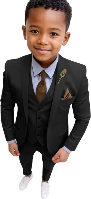 Boys Suits Tuxedo Slim Fit Suit for Kids Toddler 3 Piece Formal Wedding Outfit Jacket Vest Pants Set
