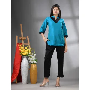 CHARUKRITI Blue Colorblock Co-Ord (Set of 2)