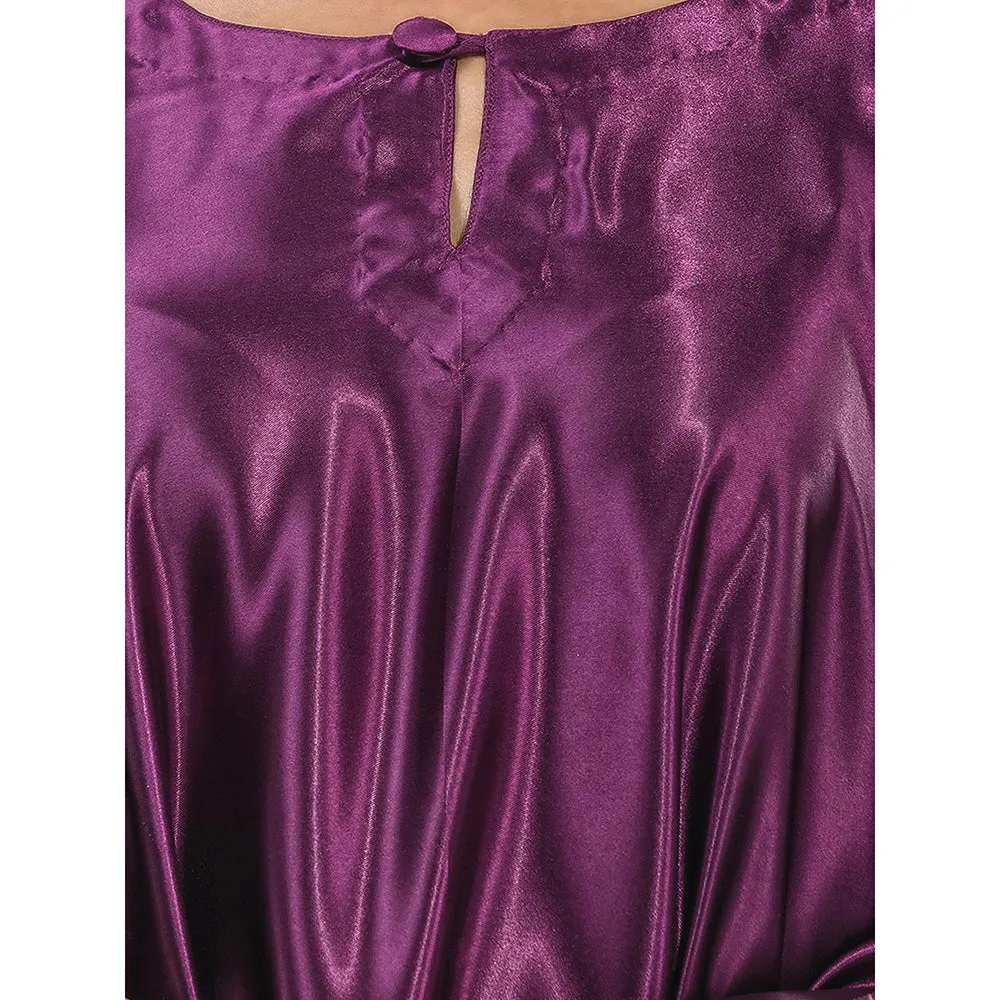 CHARUKRITI Purple Solid Kaftan & Straight Pant with Sequins (Set of 2)