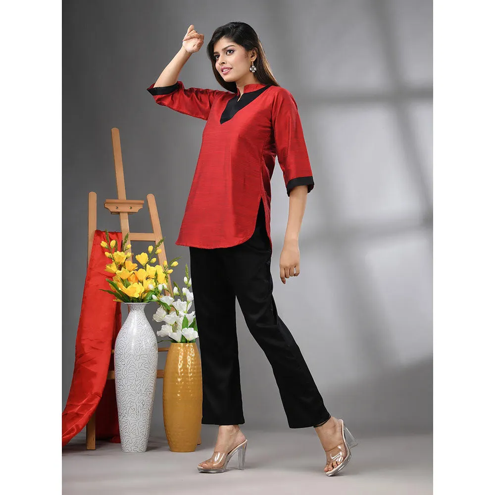 CHARUKRITI Red Colorblock Co-Ord (Set of 2)