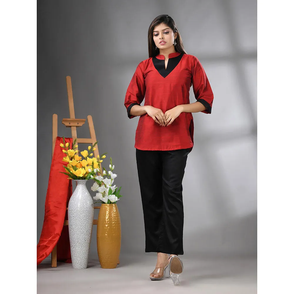 CHARUKRITI Red Colorblock Co-Ord (Set of 2)