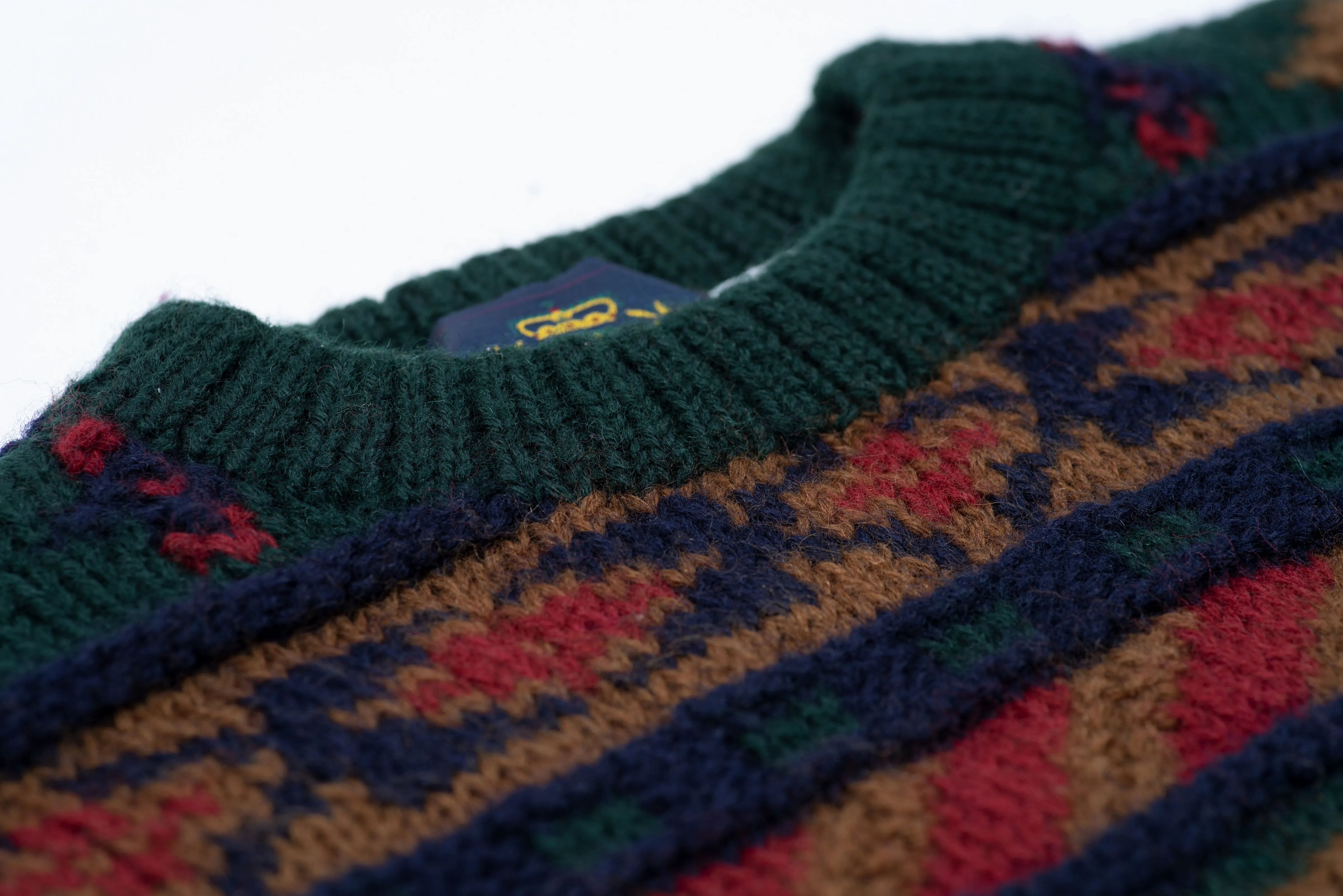 Chunky Warm & Soft Fair Isle Men's 100% Wool Sweater, L