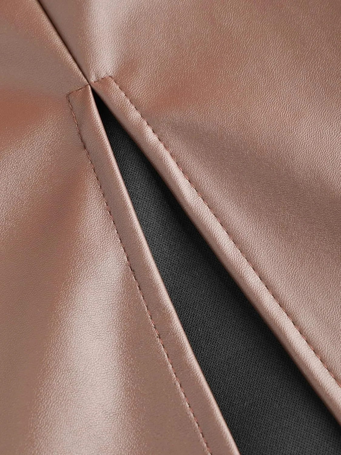 CIDER Faux Leather High Waist Drawstring Split Maxi Skirt