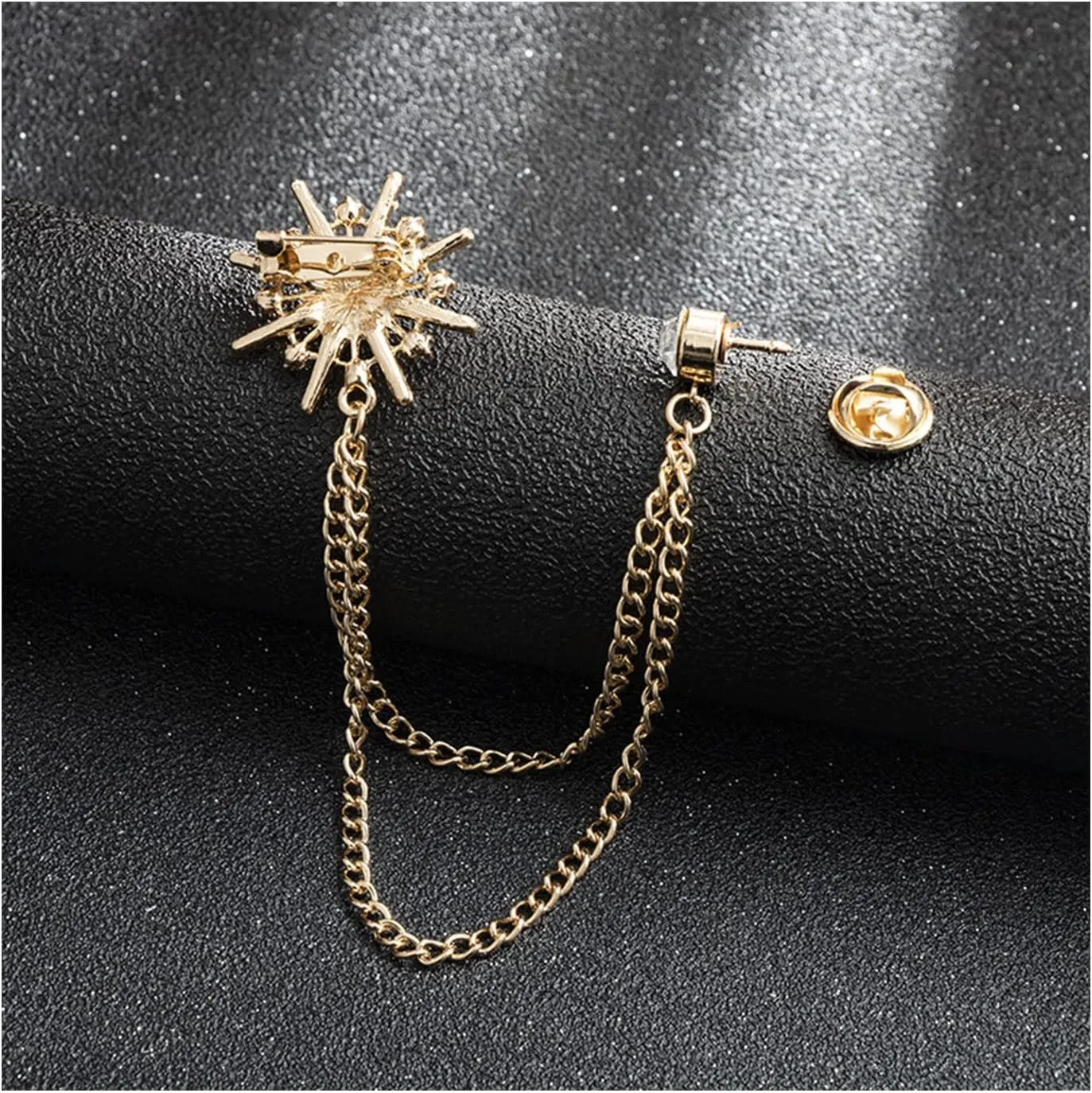 Collar Chain Pin for Men and Women - Hanging Tassel Brooch Lapel Pin for Business Suits - Bar Pin With Long Chain - Gifts
