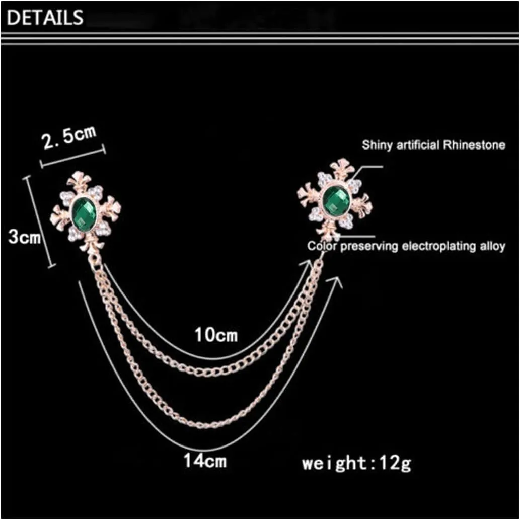 Collar Chain Pin for Men and Women - Hanging Tassel Brooch Lapel Pin for Business Suits - Bar Pin With Long Chain - Gifts