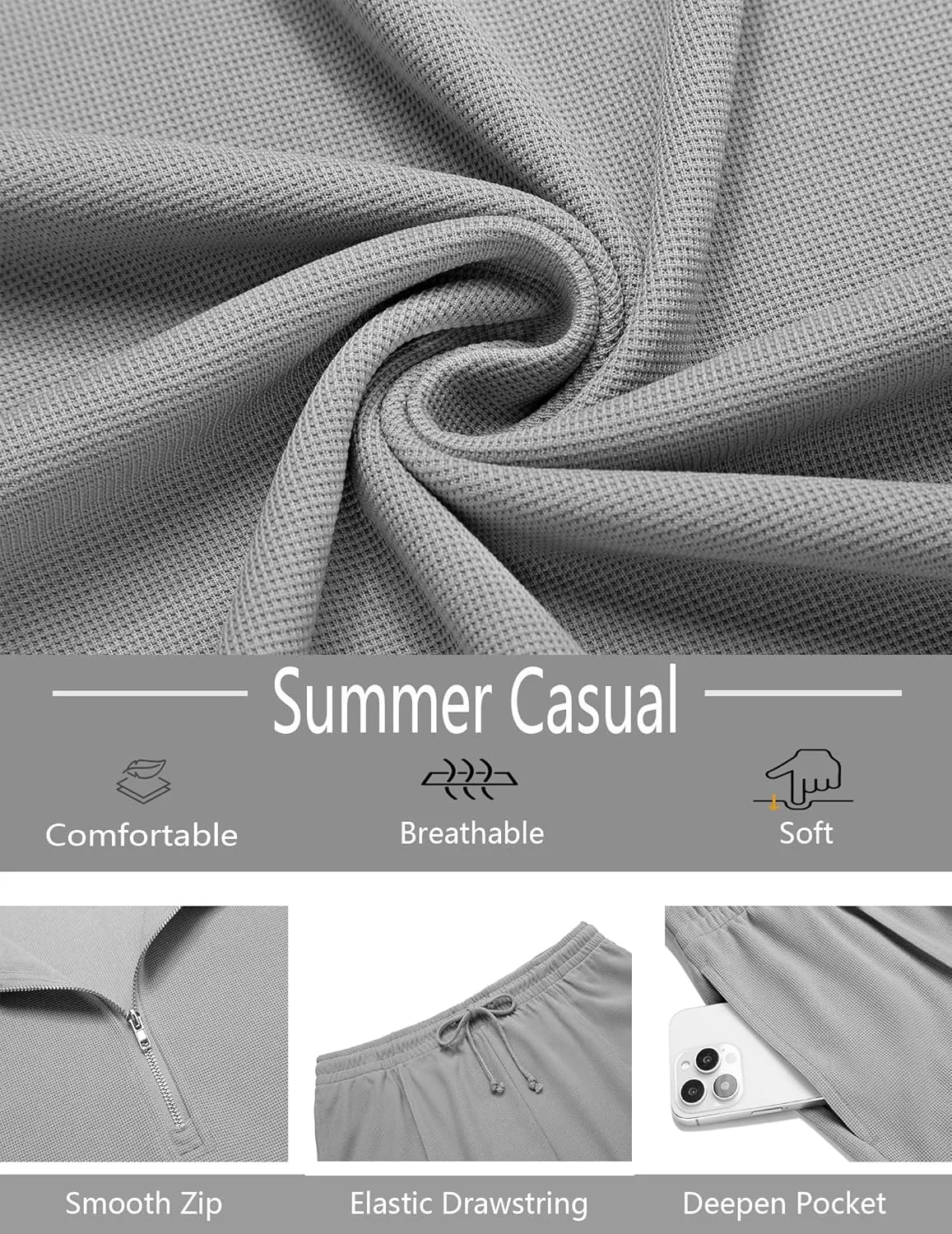 COOFANDY Men's Track Suits 2 Piece Set Quarter Zip Polo Shirt and Shorts Set Summer Casual Outfits