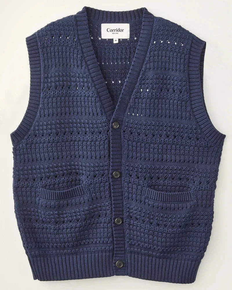 Corridor Men's Cardigan Vest - Navy