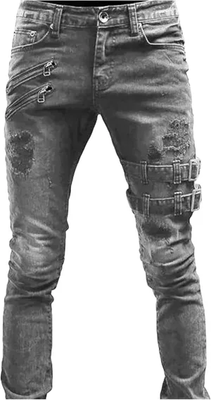 DGHM-JLMY Men's Motorcycle Personality Stretch Jeans Slim Fit Streetwear Pants Straight Leg Motorbike Riding Jeans