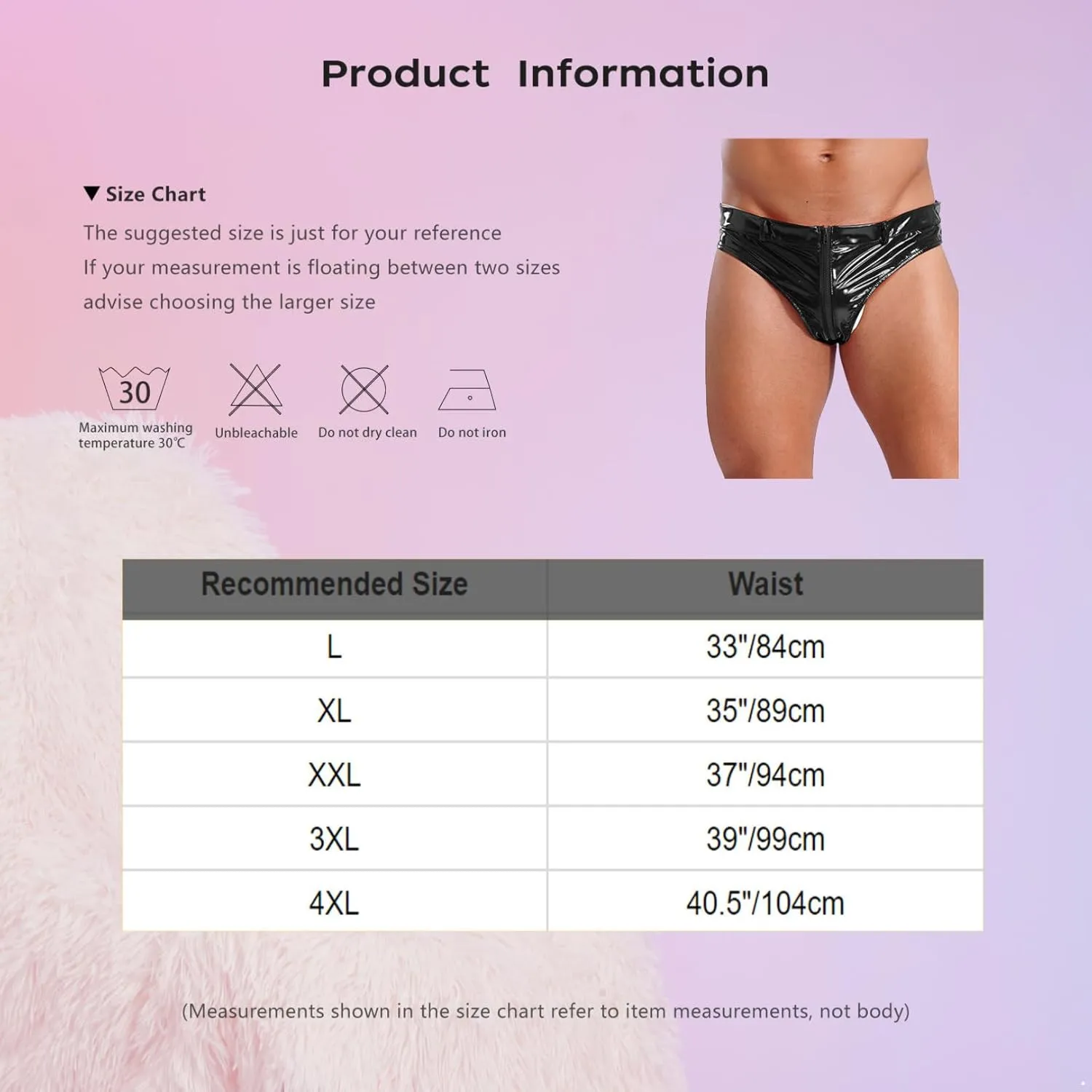easyforever Men's Sexy Underwear Patent Leather Low Rise Briefs Wet Look Zipper Crotch Underpants