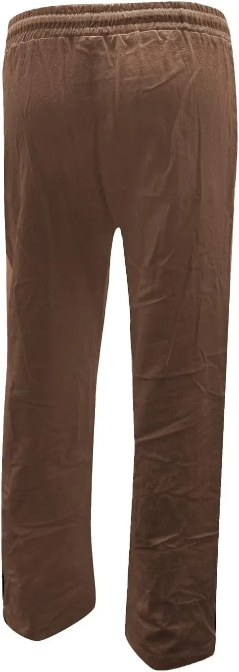 Flowy Pants for Women Elastic Waist Wide Leg Trousers Lightweight Linen Blend Casual Summer Beachwear