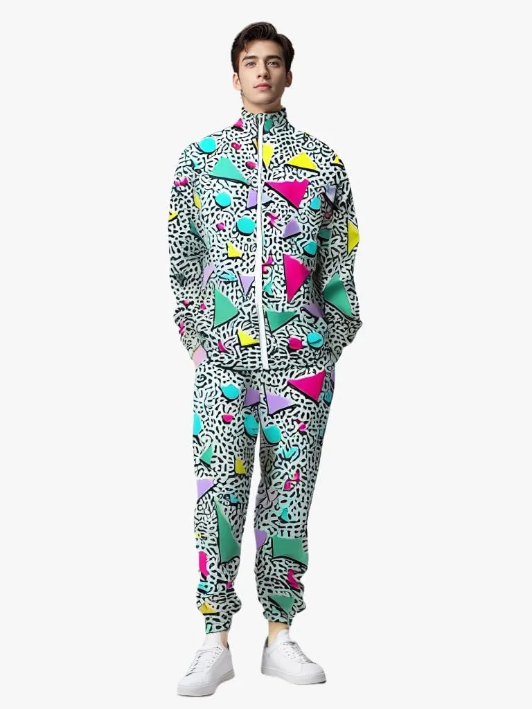 FOTN  3pcs Mens 80s Costumes Retro 80s 90s hip hop Outfit 80s Vintage Tracksuit for Halloween Costume party