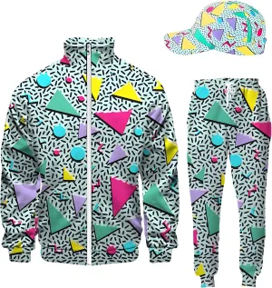 FOTN  3pcs Mens 80s Costumes Retro 80s 90s hip hop Outfit 80s Vintage Tracksuit for Halloween Costume party