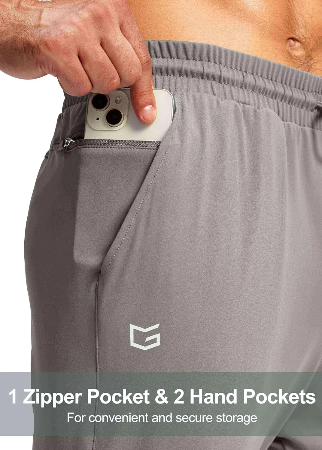 G Gradual Men's Sweatpants with Zipper Pocket Workout Athletic Track Pants Stretch Tapered Joggers for Gym Running Jogging