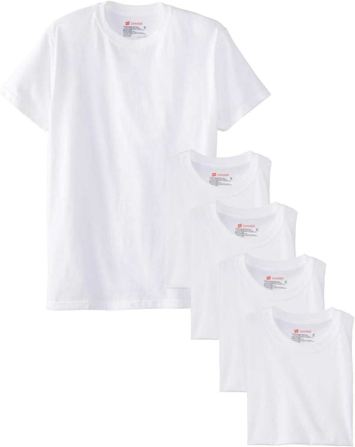 Hanes Men's 5Pack Crew Neck Tagless White Undershirts Crewneck T-Shirts, 3XL