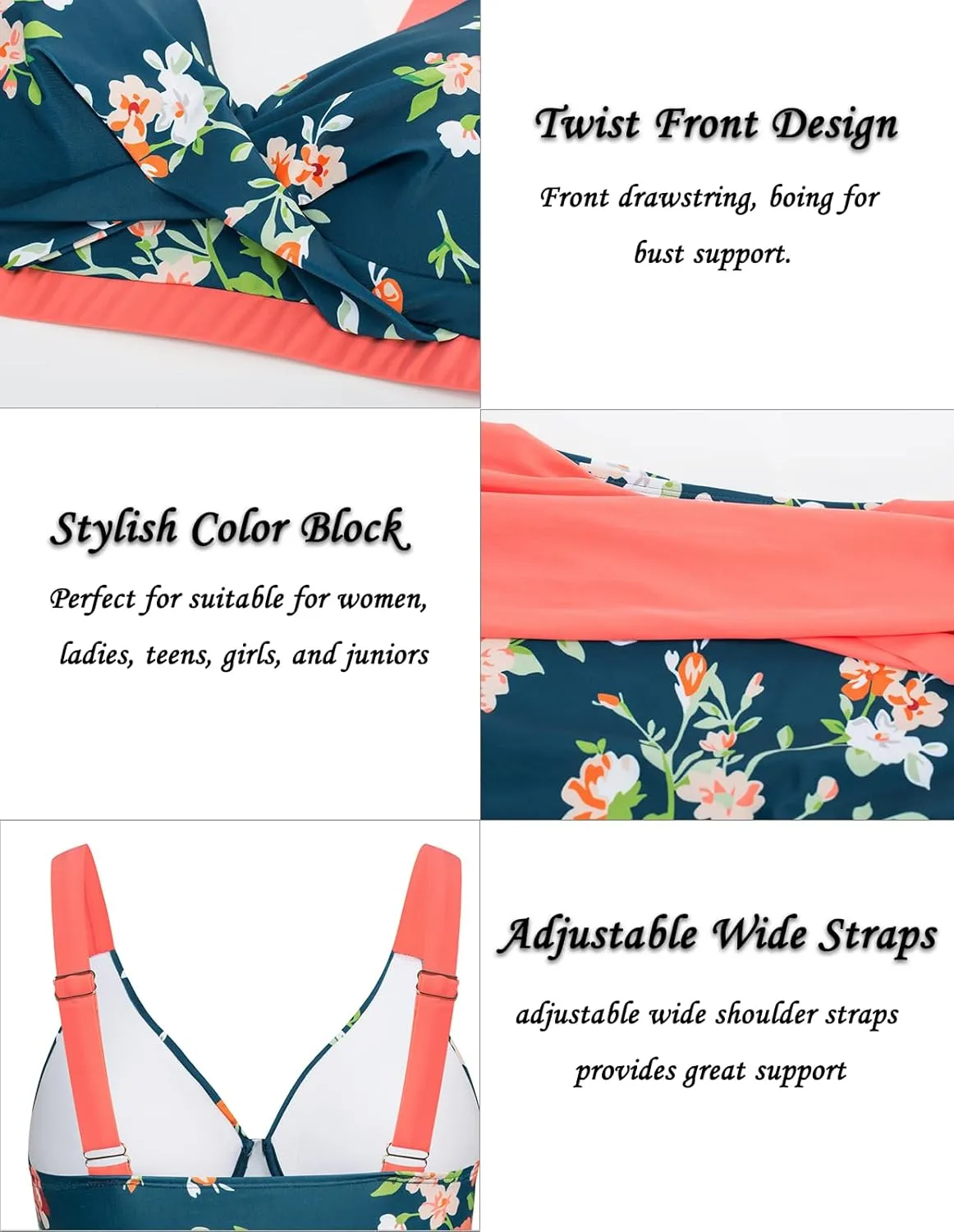 Hanna Nikole Womens Plus Size Bikini Set Two Piece High Waisted Swimsuits Tummy Control Bathing Suit Twist Front Swimwear