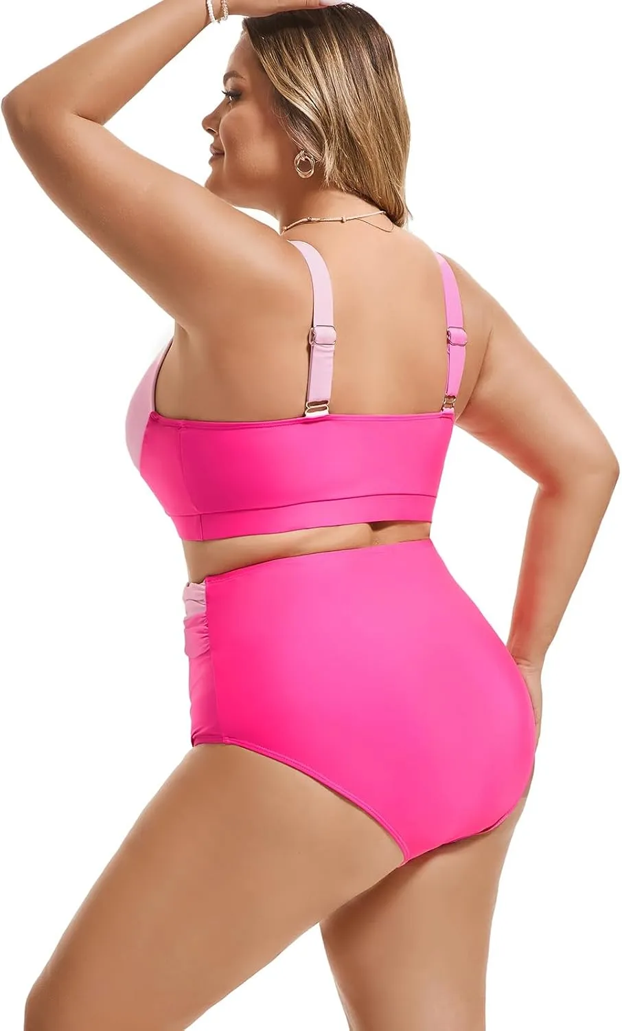 Hanna Nikole Womens Plus Size Bikini Set Two Piece High Waisted Swimsuits Tummy Control Bathing Suit Twist Front Swimwear