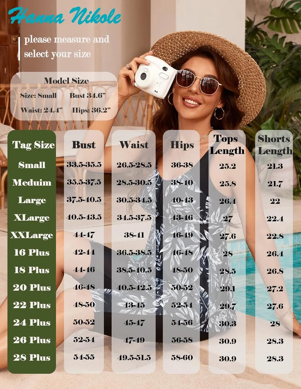 Hanna Nikole Women's Plus Size Tankini Swimsuits Two Piece Bathing Suit Flowy Rash Guard Swimwear with Capris Shorts
