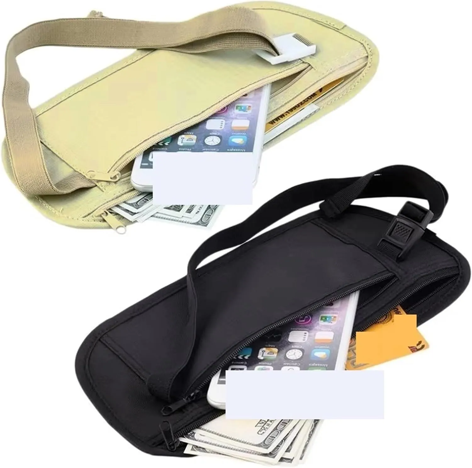 Invisible Travel Waist Packs Pouch For Passport Money Belt Bag Hidden Security Wallet Gift Travel Bag For Fitness and Running(Beige)