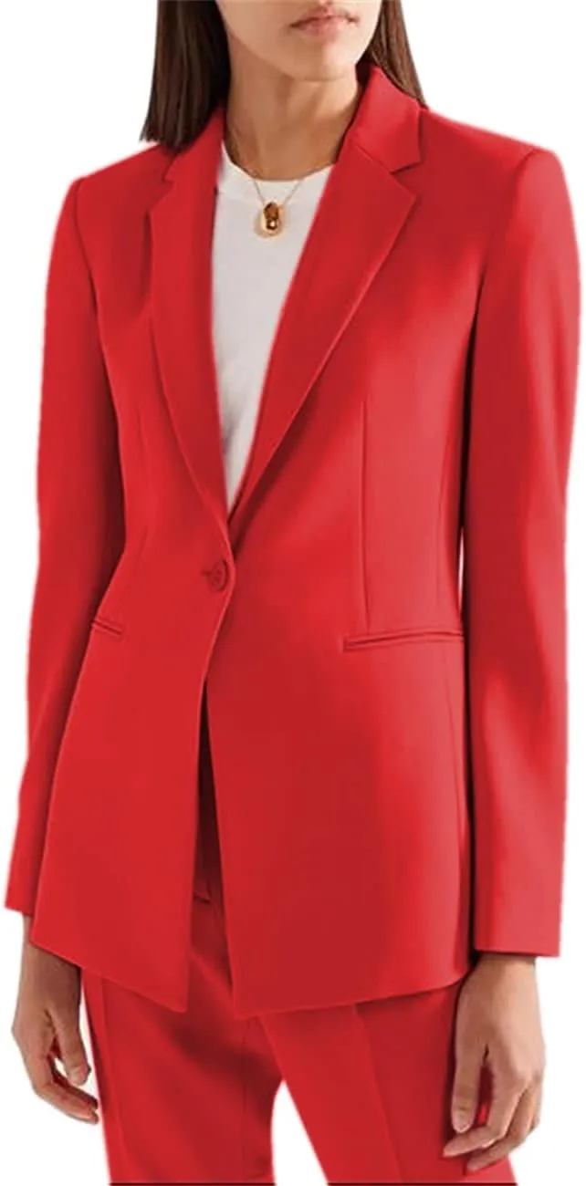 JinXuanYa Women's Suits Blazer Regular Fit 2 Piece Solid Formal Business Lady Suit Set Work Blazer Office SuitJacket Pants 