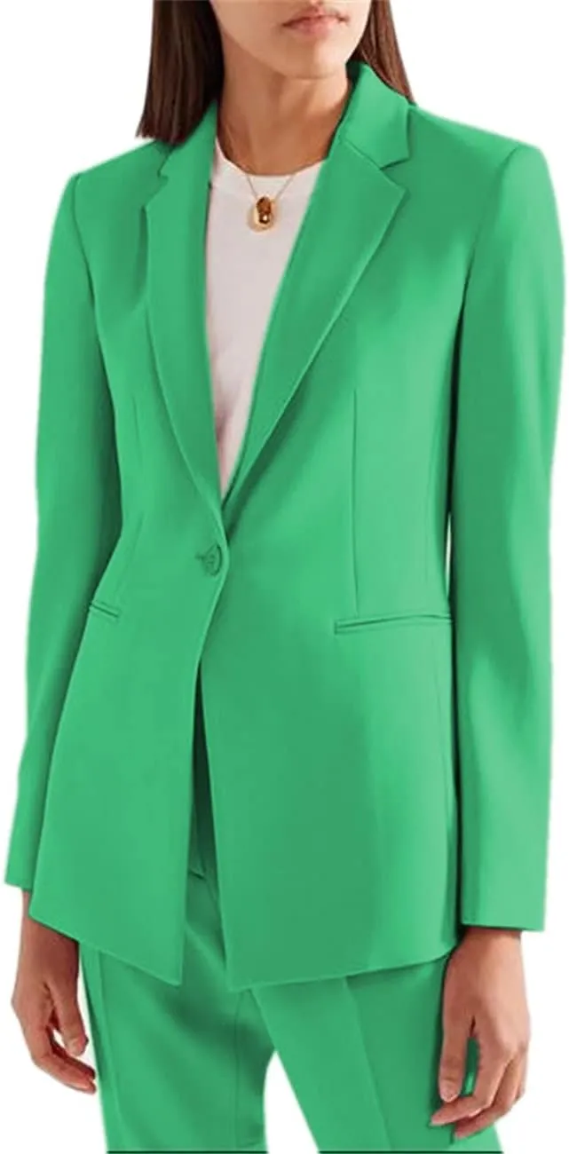 JinXuanYa Women's Suits Blazer Regular Fit 2 Piece Solid Formal Business Lady Suit Set Work Blazer Office SuitJacket Pants 