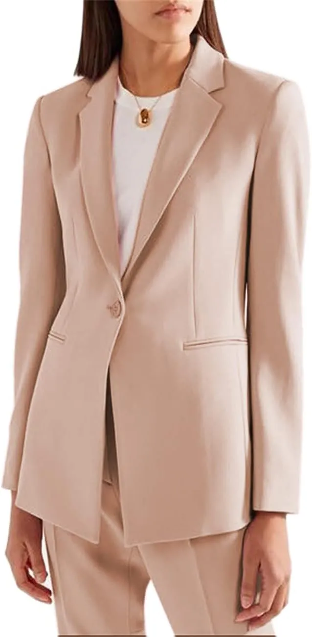 JinXuanYa Women's Suits Blazer Regular Fit 2 Piece Solid Formal Business Lady Suit Set Work Blazer Office SuitJacket Pants 