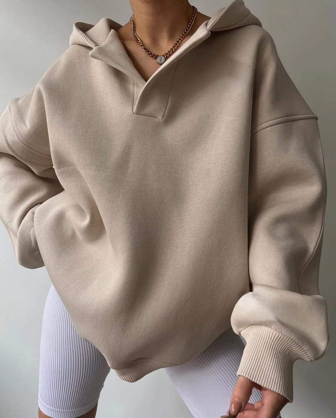 Kelabia Women Oversized Hoodie Y2K Hoodies Fleece Pullover Sweatshirts Vintage Preppy Plain Hoodie Grunge Clothes