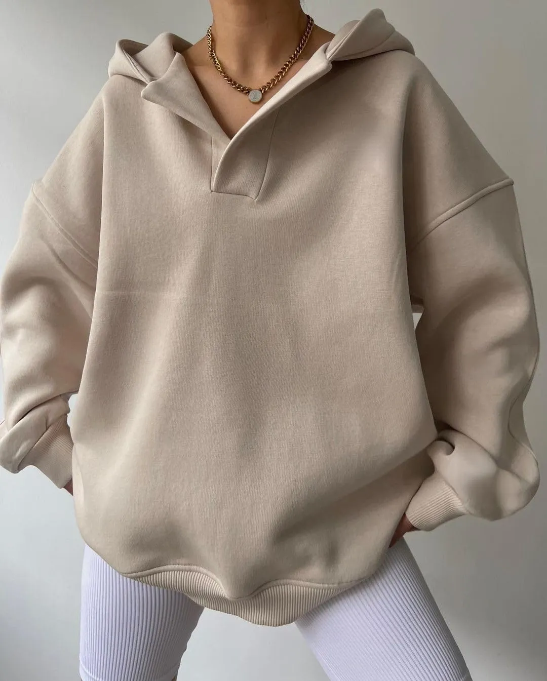Kelabia Women Oversized Hoodie Y2K Hoodies Fleece Pullover Sweatshirts Vintage Preppy Plain Hoodie Grunge Clothes