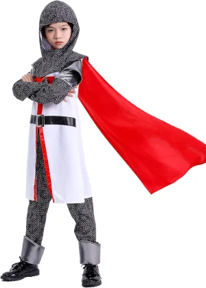 Kid Knight Costume Boy Crusader Costume Medieval Knight Templar Costume Cosplay Renaissance Knight Outfit Cloak Robe