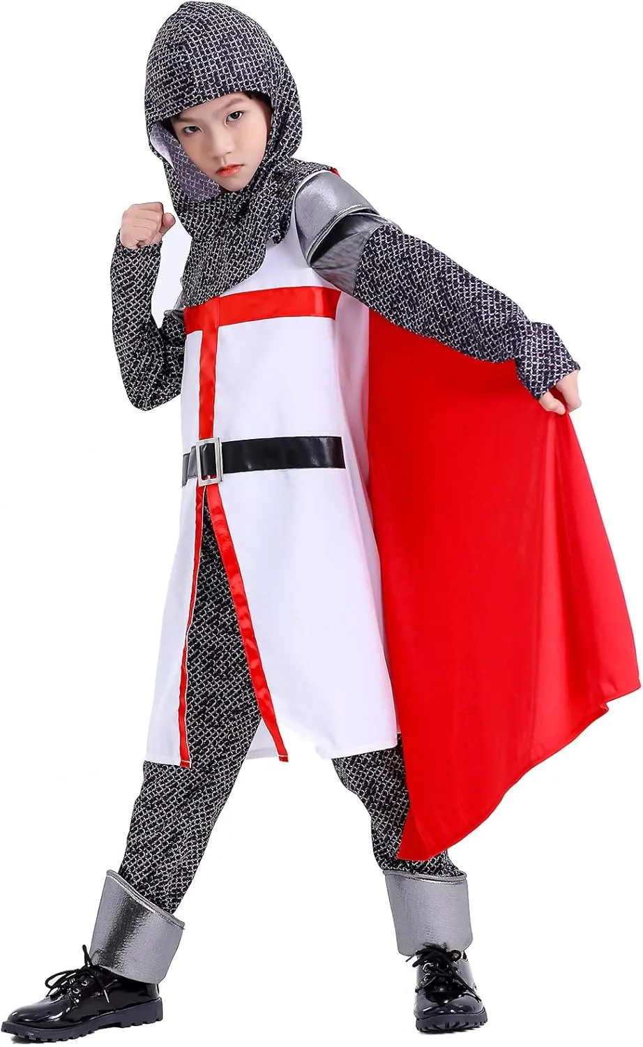 Kid Knight Costume Boy Crusader Costume Medieval Knight Templar Costume Cosplay Renaissance Knight Outfit Cloak Robe