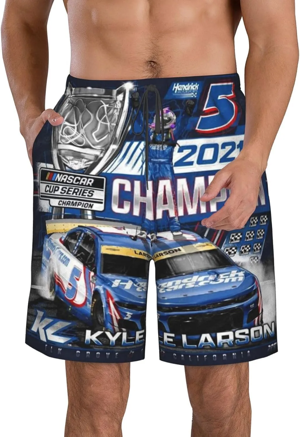 Kyle-Larson-Car-5 Men's Swim Trunks Board Shorts Outdoor Beach Surfing