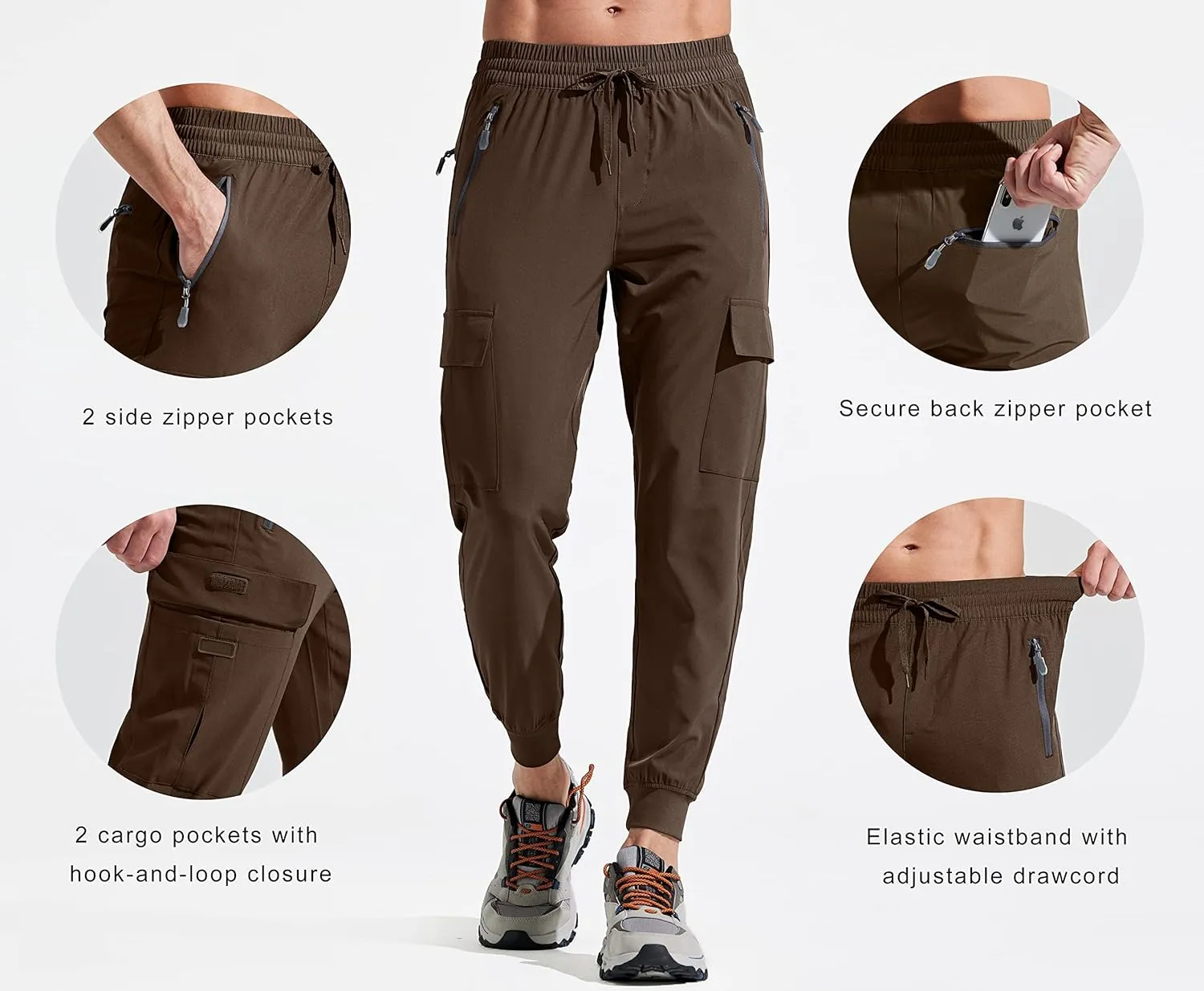 Libin Men's Lightweight Joggers Quick Dry Cargo Hiking Pants Track Running Workout Athletic Travel Casual Outdoor