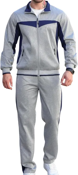 Litteking Men's Tracksuits 2 Piece Outfit Casual Long Sleeve Sweat Suit Set Full Zipper Sports Jogging Suits