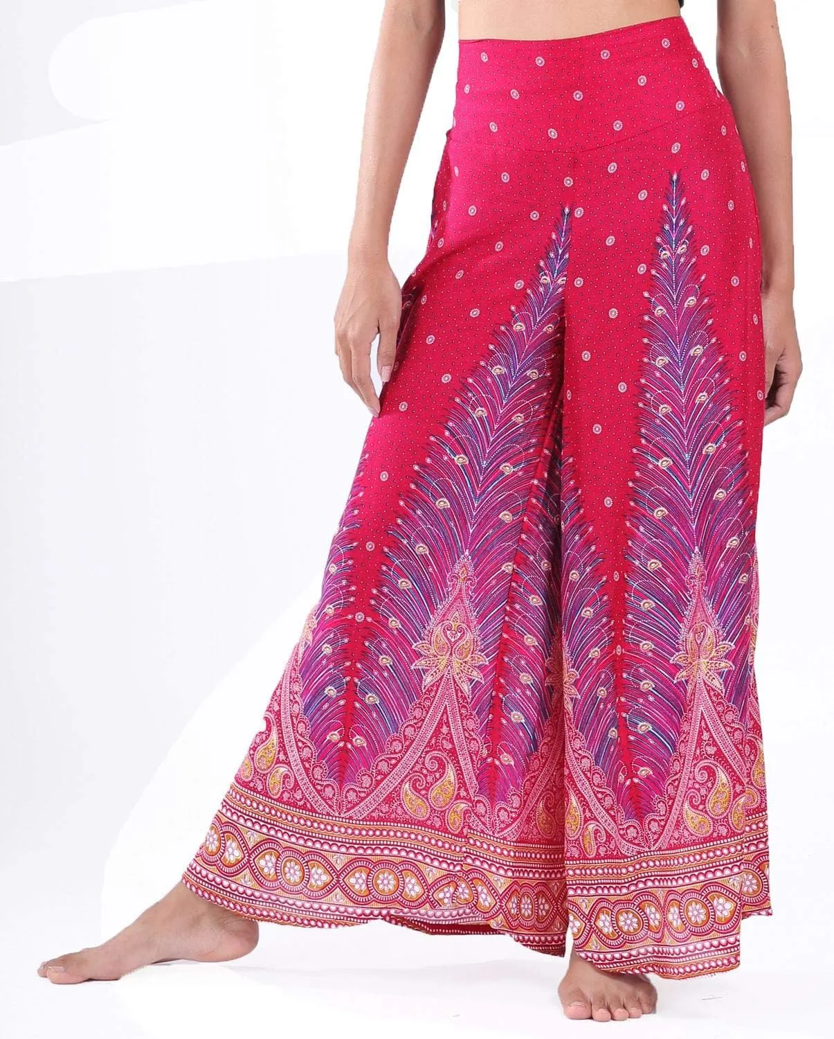 LOFBAZ Women's Wide Leg Palazzo Pants Yoga Lounge Hippie Harem Flowy Trousers