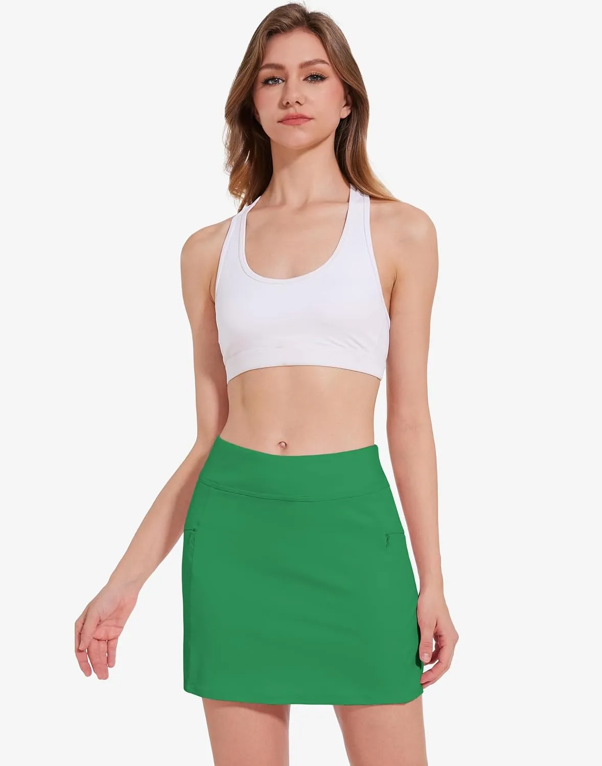 M MOTEEPI Tennis Skirts for Women High Waisted Golf Skort Skirt with Pockets 16" Tummy Control Skorts for Woman Dressy Casual